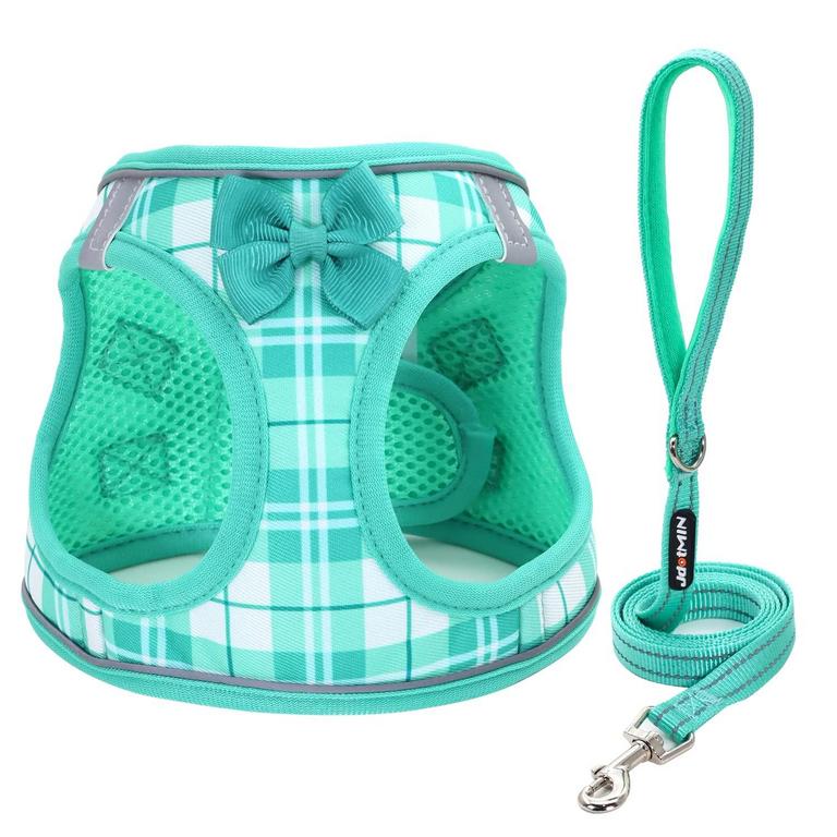 PLAID DOG HARNESS SET