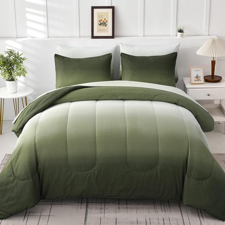 QUEEN GREEN COMFORTER SET