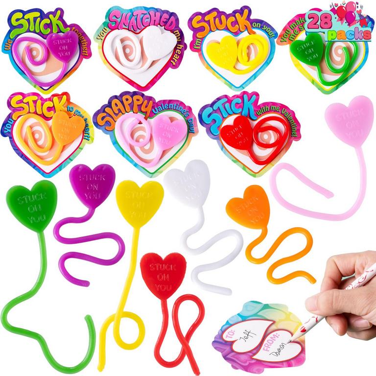 JOYIN 28PK STICKY HEART TOYS