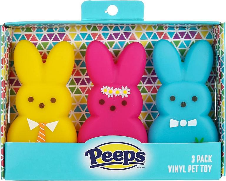 PEEPS DOG TOY SQUEAKY BUNNY 3PK