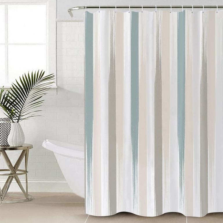 TEAL BEIGE SHOWER CURTAIN