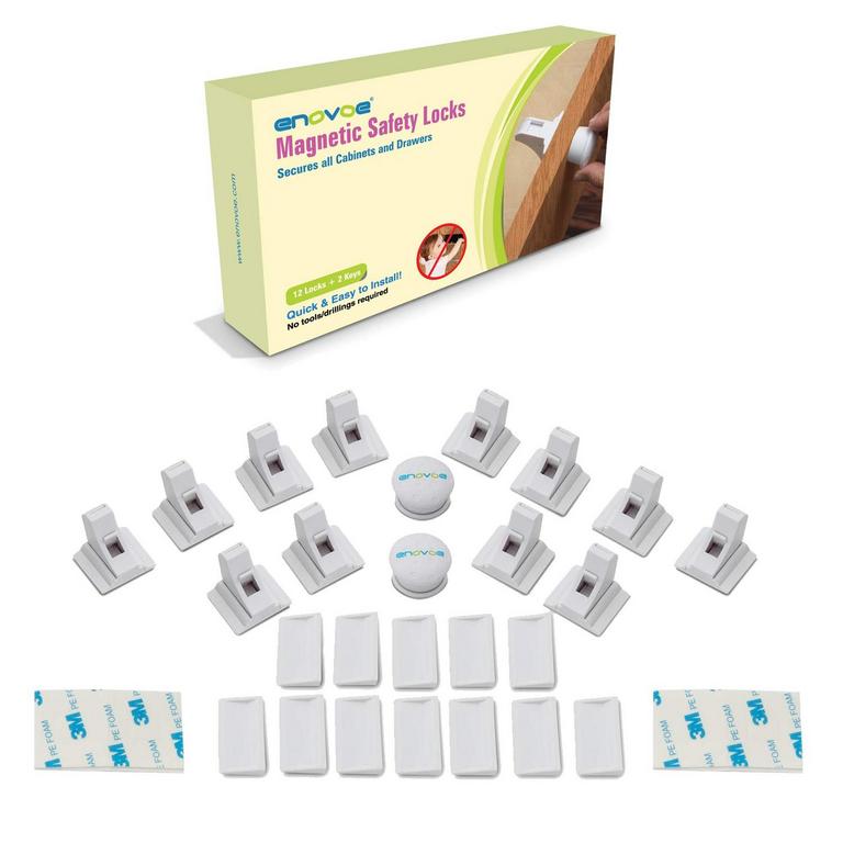 ENOVOE MAGNETIC CABINET LOCKS 12PK 