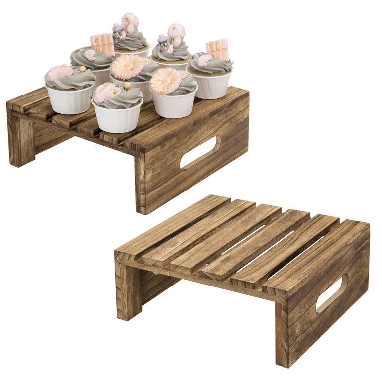 MYGIFT WOOD CAKE STANDS 2PK