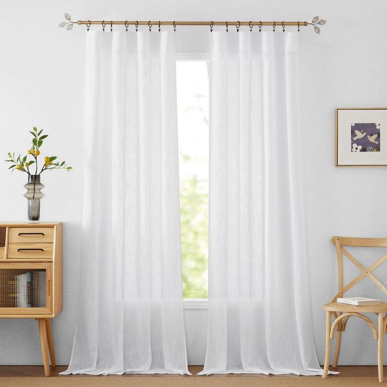 2 RYB HOME SEMI SHEER CURTAINS 52"X104"