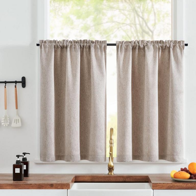 2 JINCHAN KITCHEN CURTAINS 34"X36"