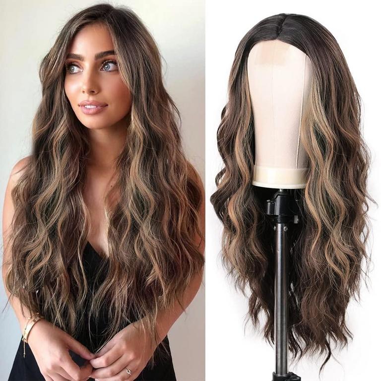 24IN WAVY WIG BROWN MIX