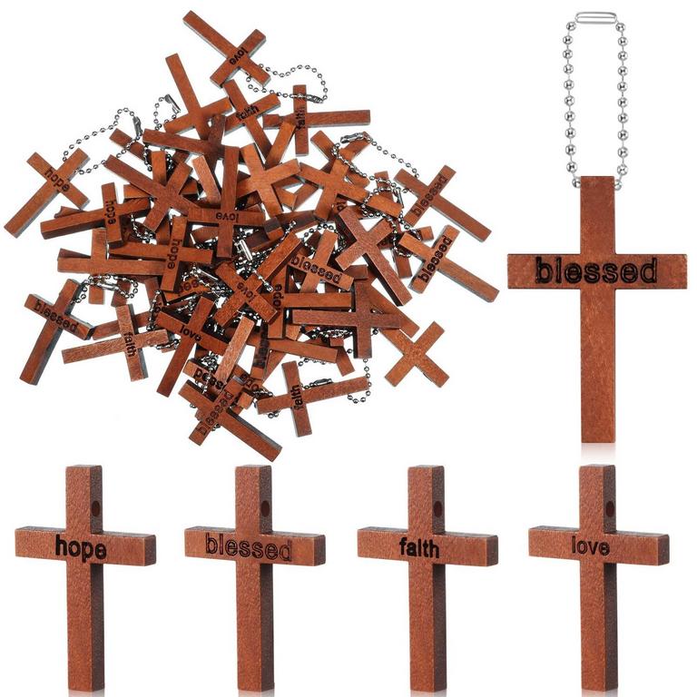 YINKIN WOOD CROSS CHARMS