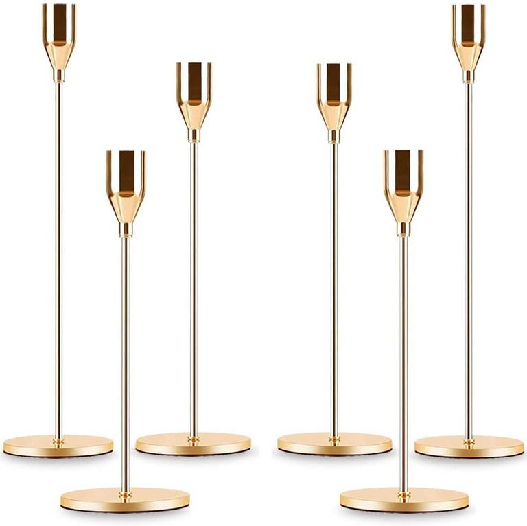 GOLD TAPER CANDLE HOLDERS