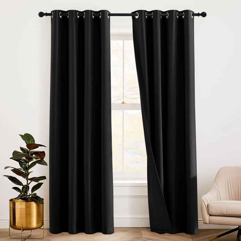 2 RYB HOME 104" BLACK CURTAINS