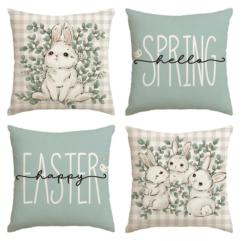 4 EASTER BUFFALO PLAID PILLOW COVERS 16"X16"