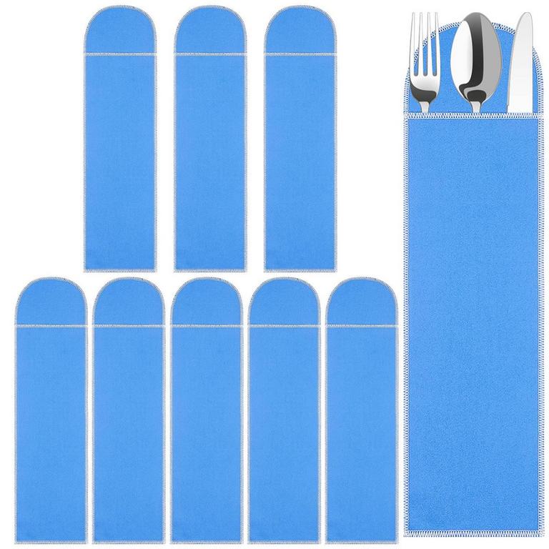 BLUE FLATWARE STORAGE BAGS 8PK