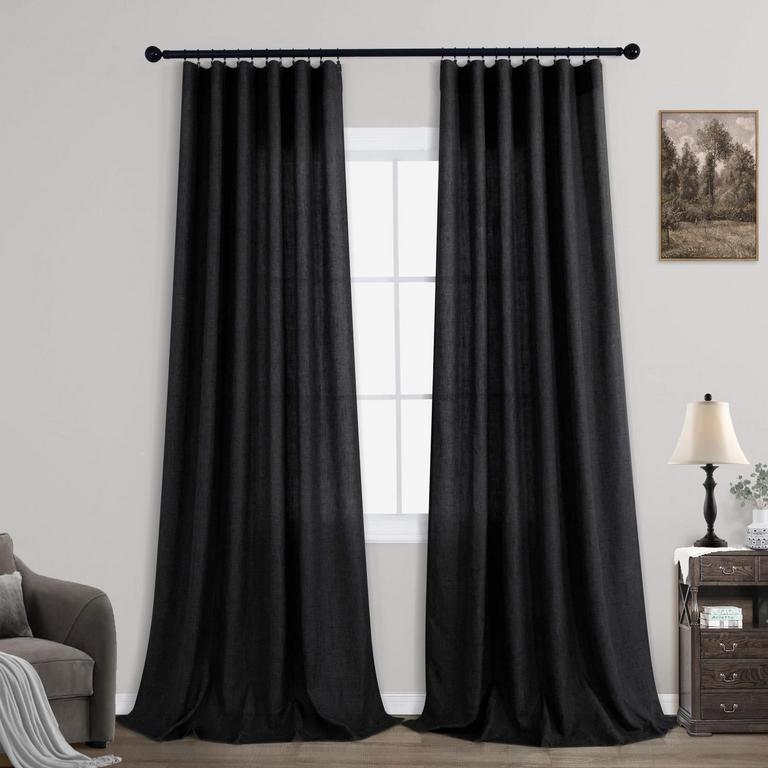 KOUFALL BLACK LINEN CURTAINS