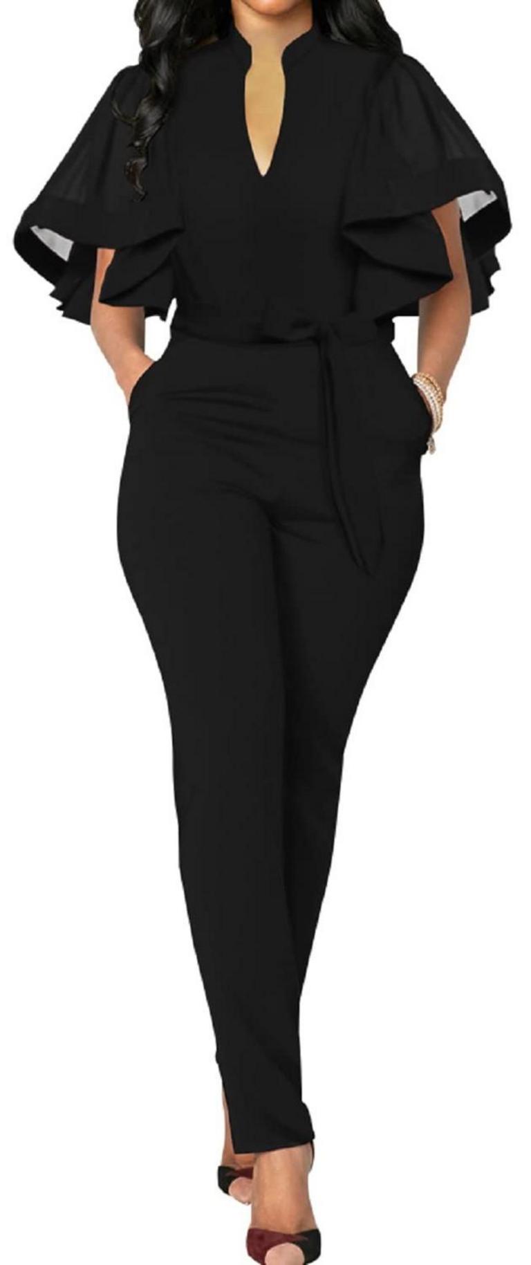 ELEGANT V NECK JUMPSUIT