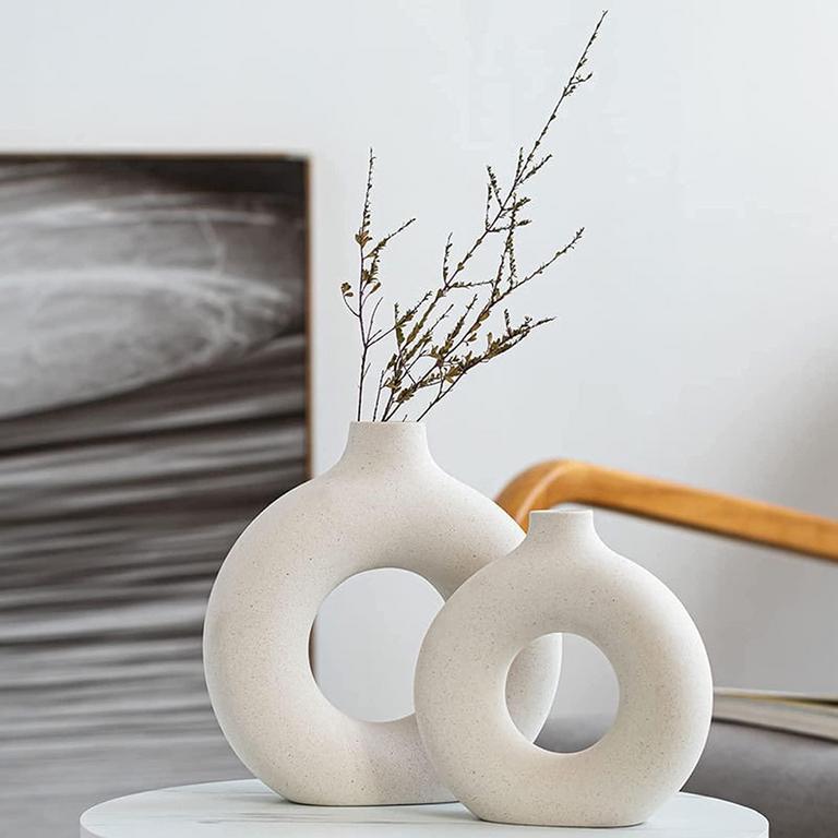 2 WHITE CERAMIC VASES