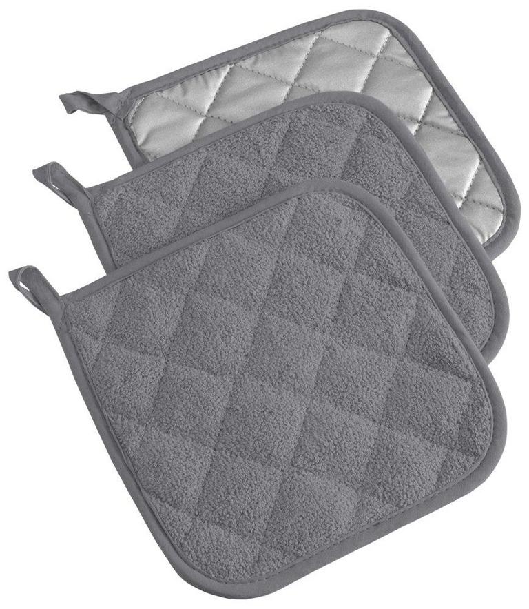 DII COTTON POTHOLDERS GRAY