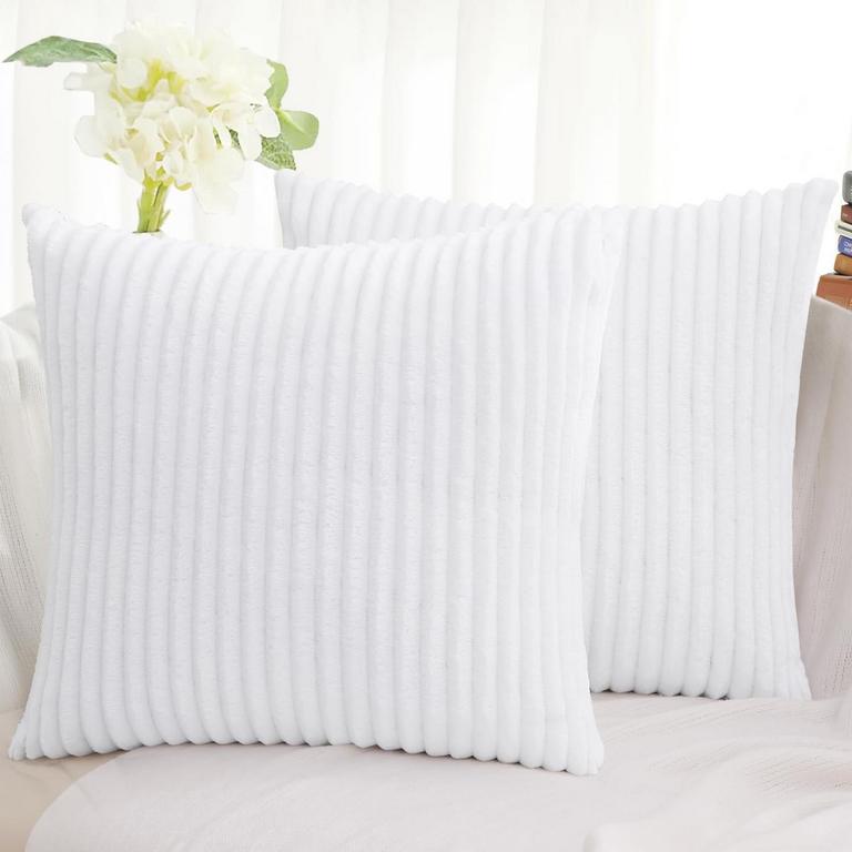 2 FLUFFY THROW PILLOW COVERS 20"X20"