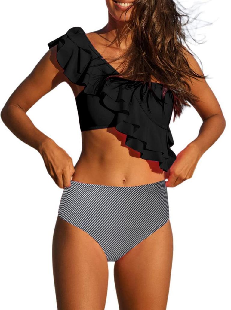 M RUFFLE BIKINI BLACK