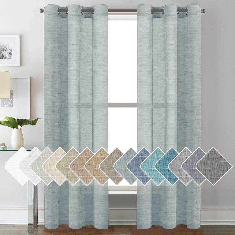 2 H.VERSAILTEX TEAL LINEN CURTAINS