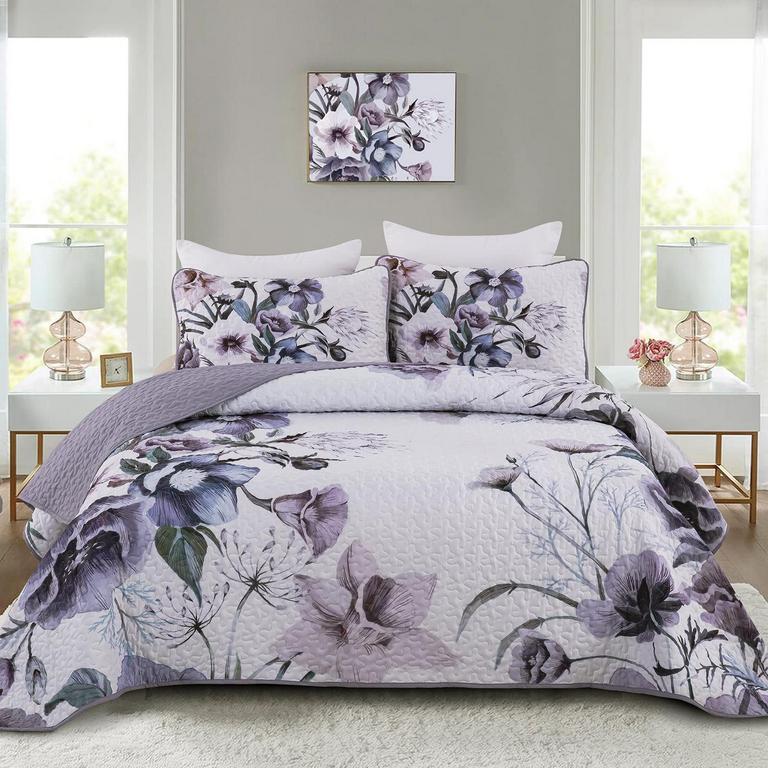 KING FLORAL QUILT SET
