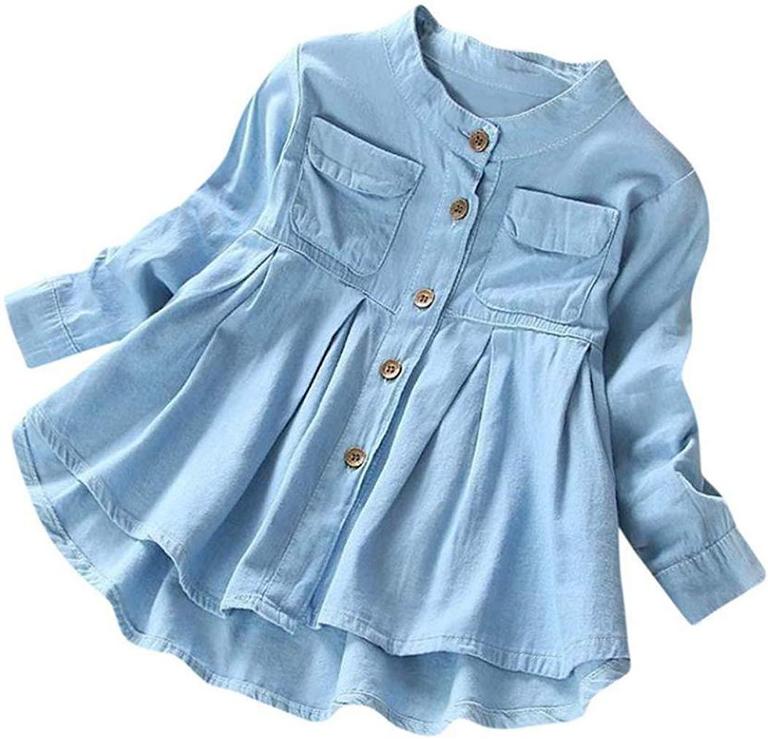 4T GIRL DENIM RUCHED TOP