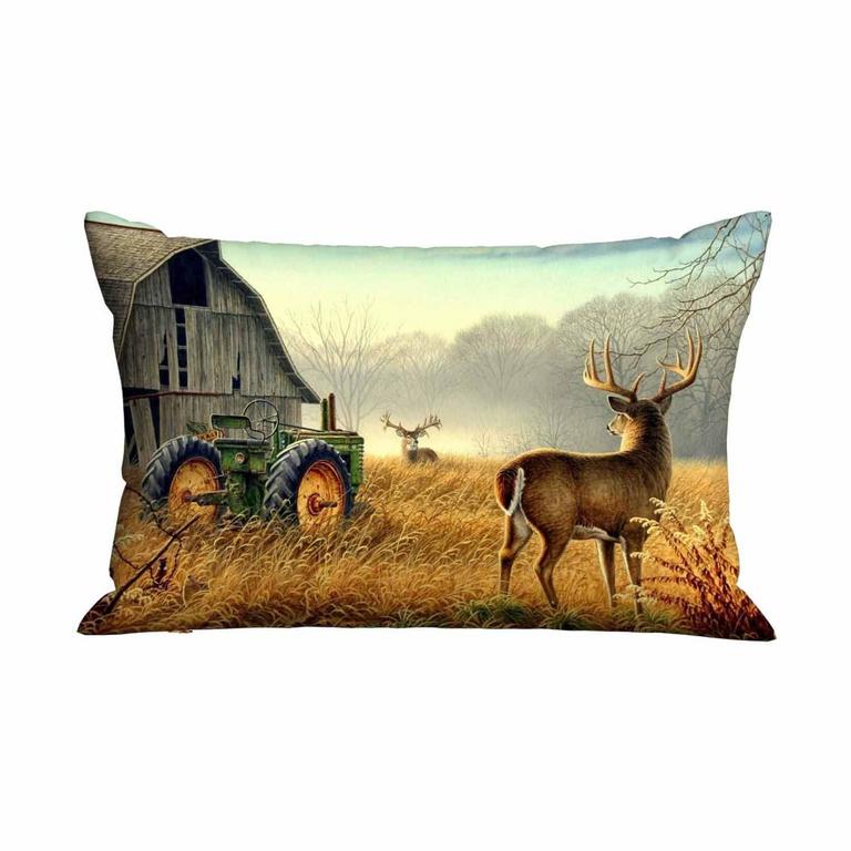 DEER LOG HOUSE PILLOW COVER