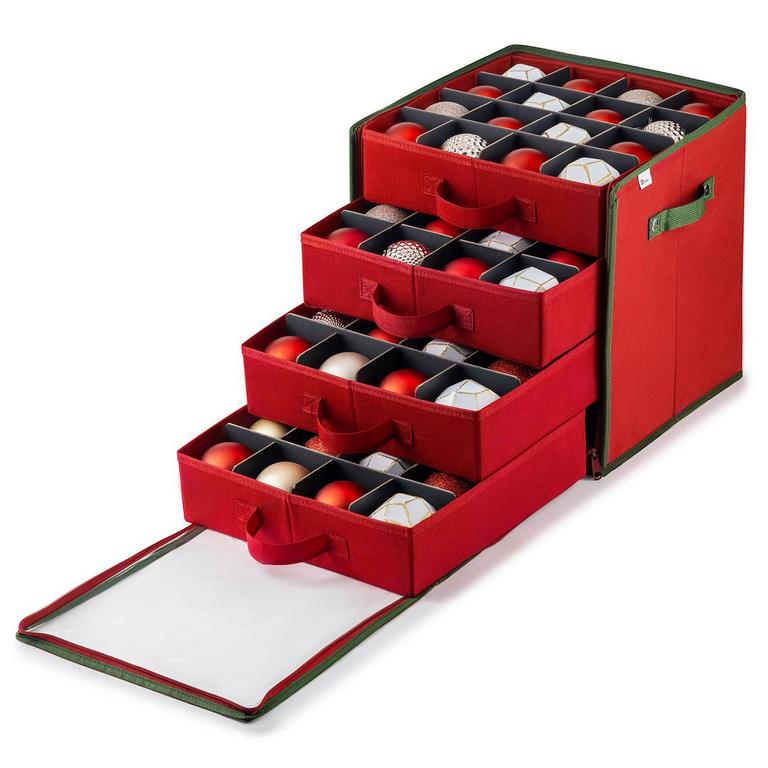 ZOBER RED ORNAMENT STORAGE BOX