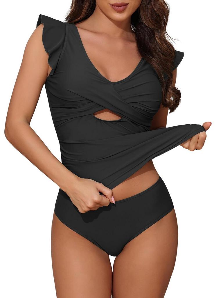 RUFFLE TANKINI M SWIMSUIT