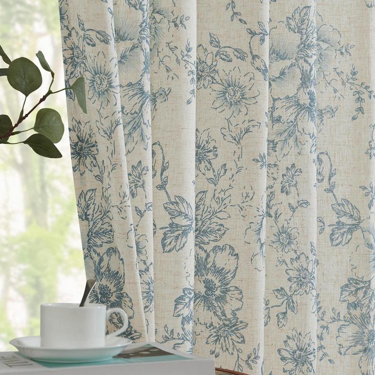 JINCHAN LINEN FLORAL CURTAINS