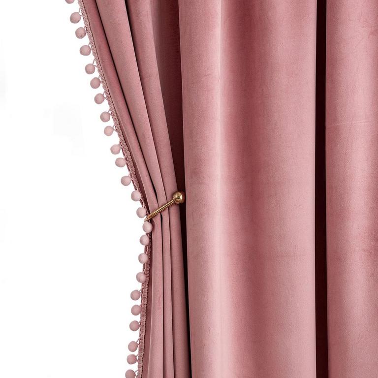 2 MIULEE PINK VELVET CURTAINS 52"X96"