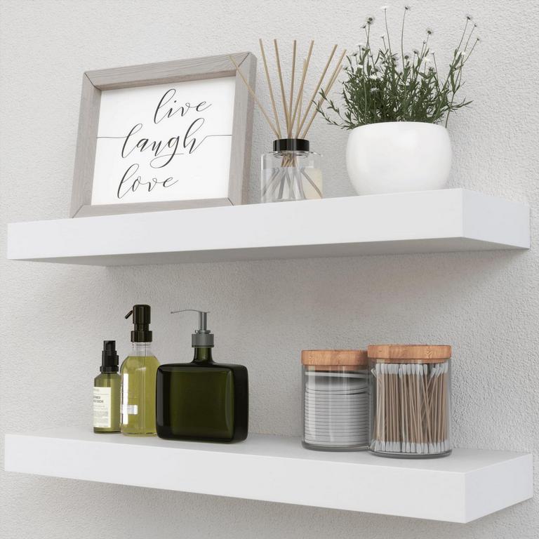 WHITE FLOATING SHELVES 2PK 