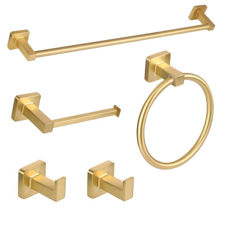 GOLD BATHROOM ACCESSORY SET 5PC