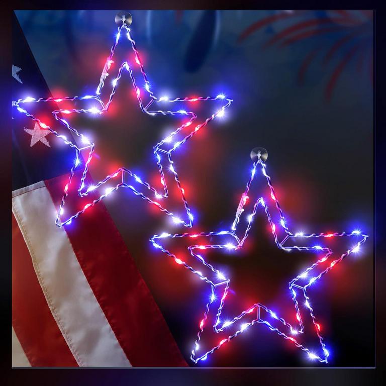 PATRIOTIC STAR WINDOW LIGHTS 2PK