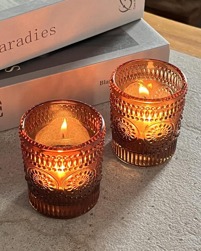 24 AMBER TEALIGHT HOLDERS