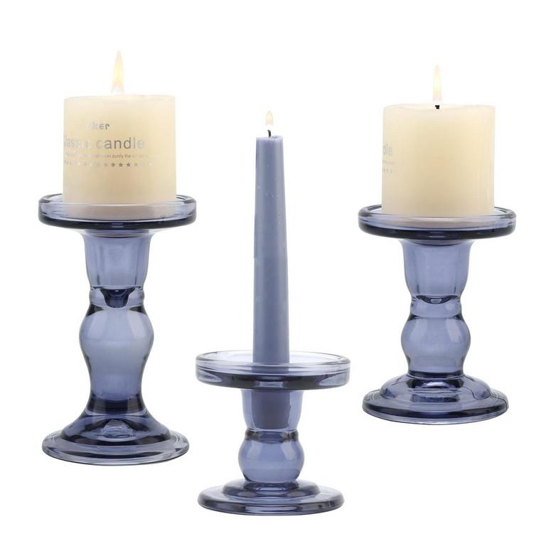 QENUIITEA GLASS CANDLE HOLDERS