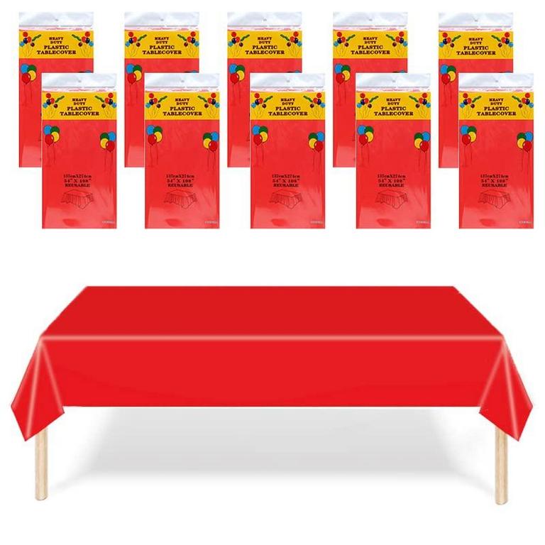 10PK RED PLASTIC TABLECLOTHS