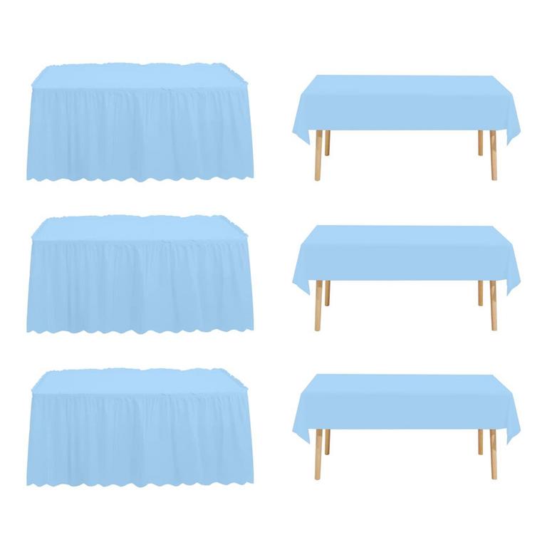 BLUE TABLECLOTH & SKIRT SET 6PC