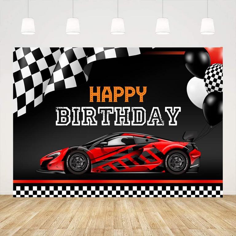TICUENICOA RED RACE CAR BACKDROP 7'X5'
