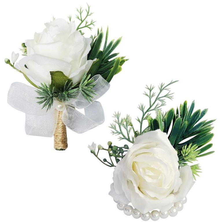 WEDDING WRIST CORSAGE BOUTONNIERE SET