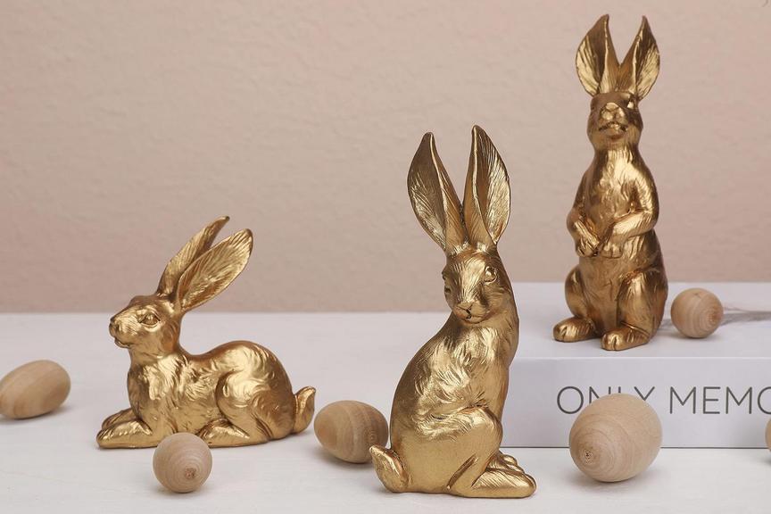 GOLD EASTER BUNNY FIGURINES