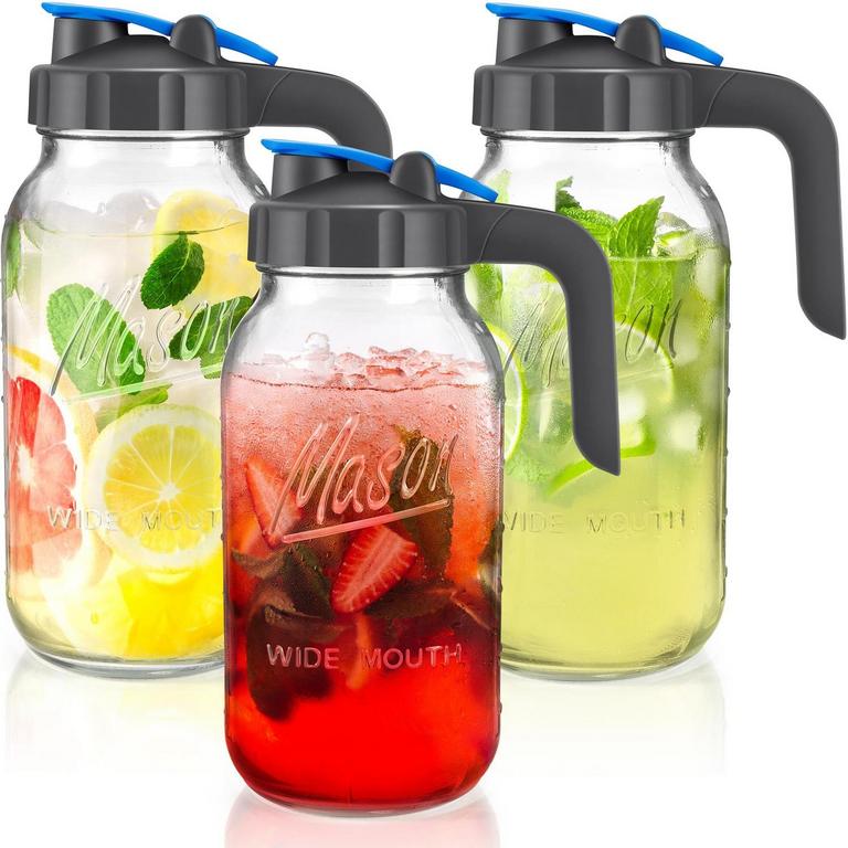 MASON 64OZ GLASS PITCHERS 3PK