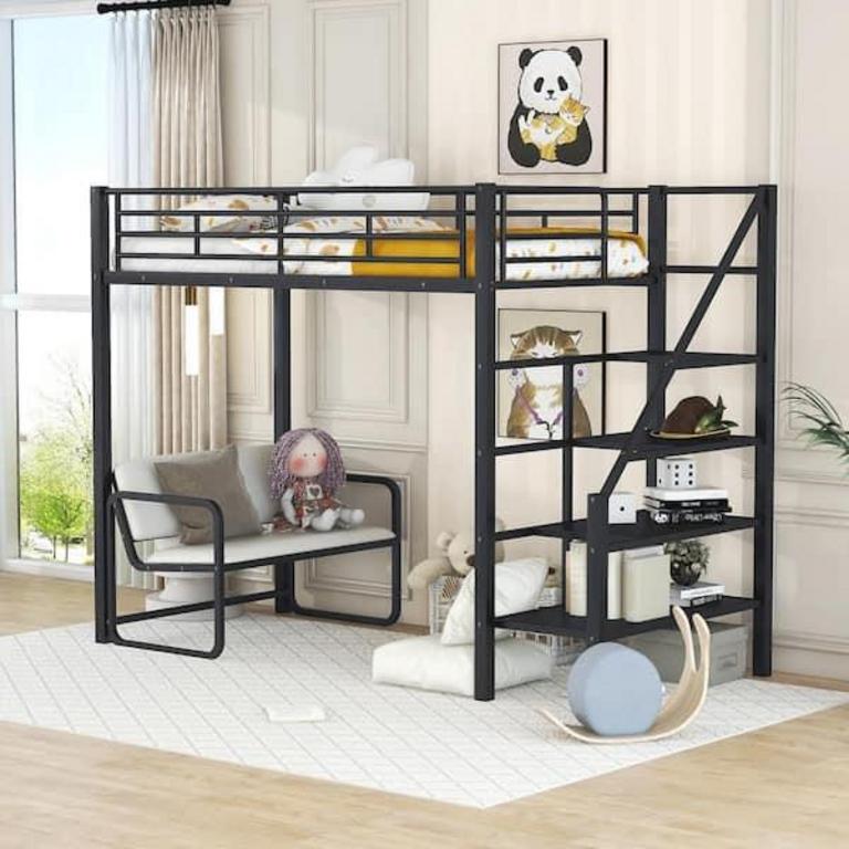 H&B TWIN METAL LOFT BED
