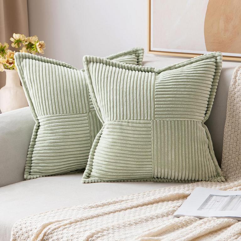 2 MIULEE LIGHT GREEN PILLOW COVERS 20"X20"