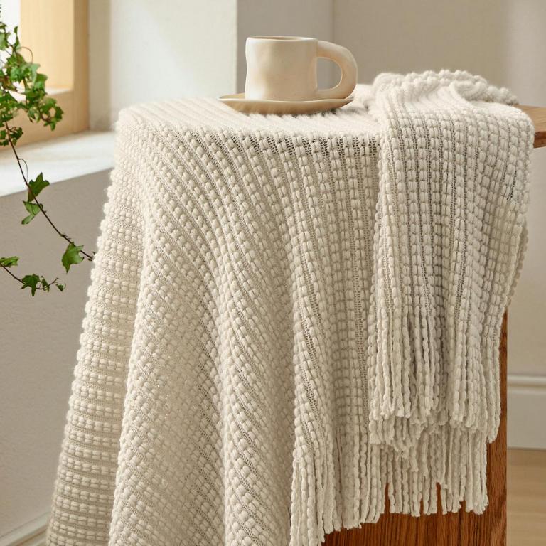 BEDSURE LINEN THROW BLANKET 50"X60"