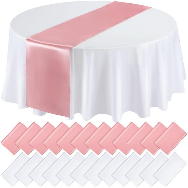 24PC WHITE 84IN TABLECLOTH SET