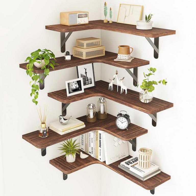 FIXWAL RUSTIC CORNER SHELVES 5PK