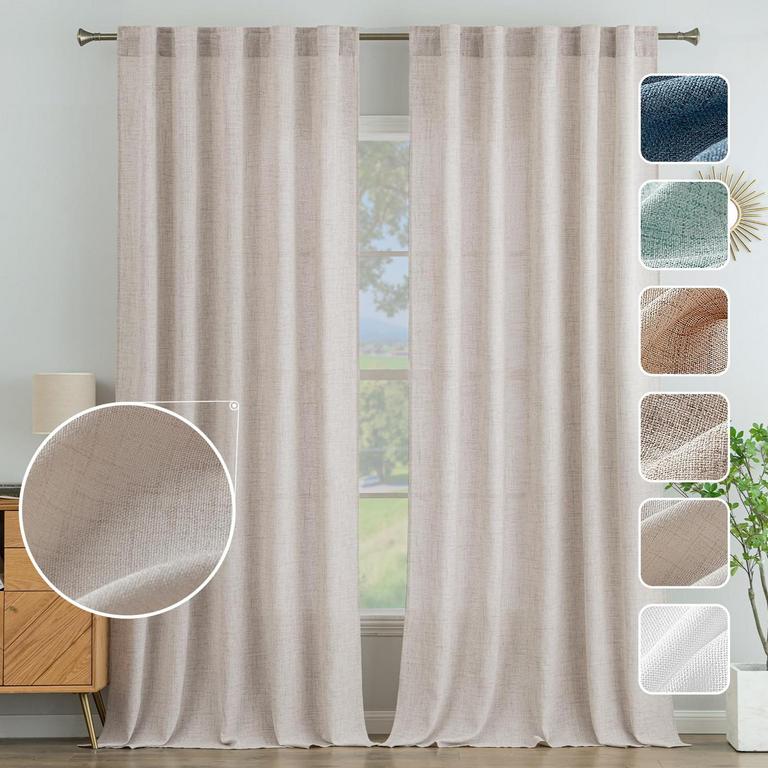 2 MIULEE 52X96IN FAUX LINEN CURTAINS
