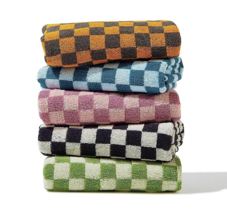 CHECKERED COTTON HAND TOWELS 5PK