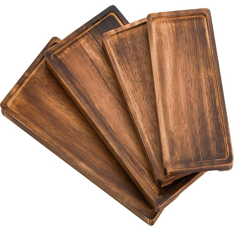 SOUJOY 4PC WOOD SERVING TRAYS 