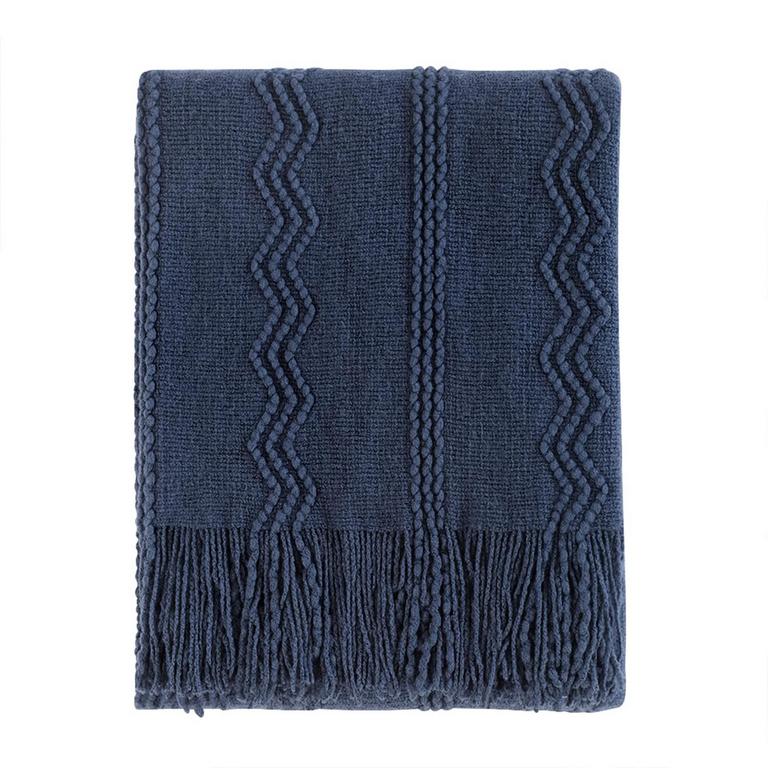 BOURINA NAVY KNIT THROW