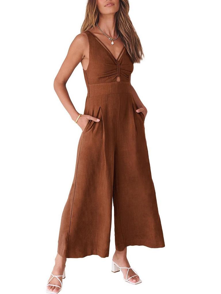 ANRABESS LINEN JUMPSUIT WOMEN'S SZ M 